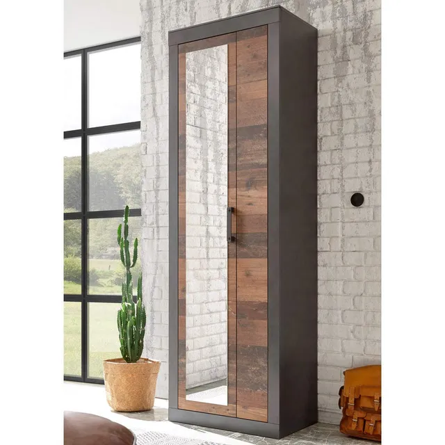 lomadox-flur-garderobenschrank-65x201x42-matera-anthrazit-spiegel image 1