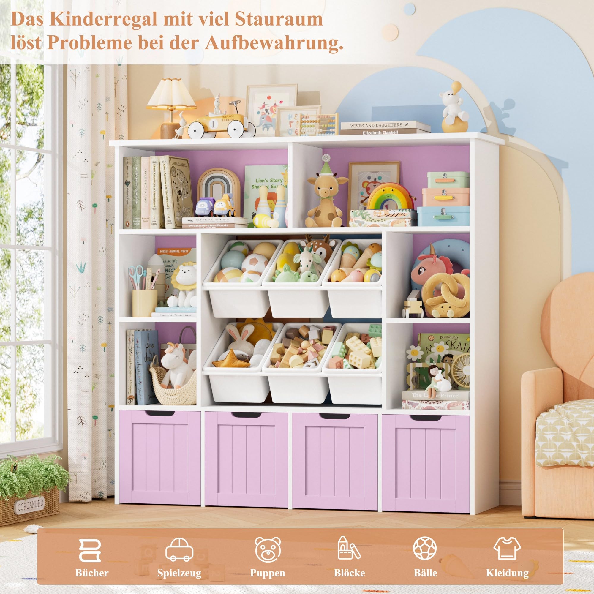 forehill-kinderregal-10-boxen-rosa-lila-wei-spielzeugregal image 8