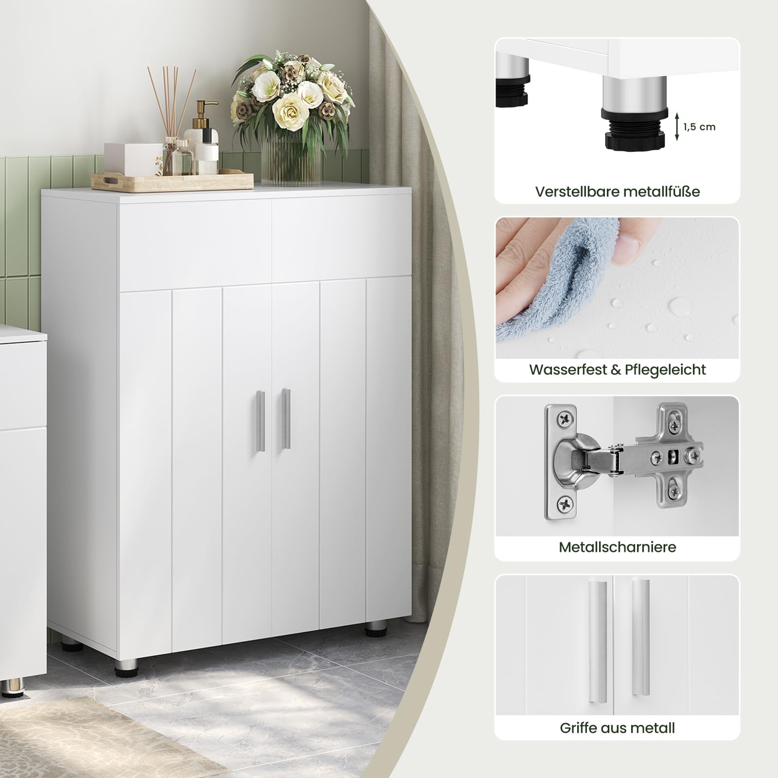 eugad-badezimmerschrank-wei-schmal-freistehend-verstellbar image 5