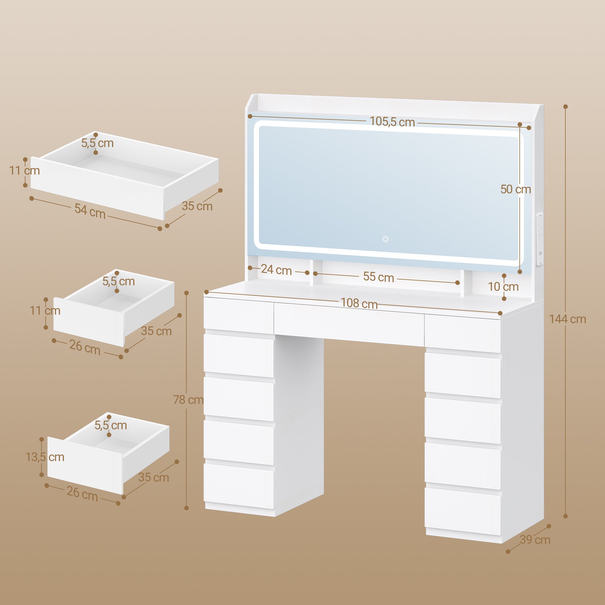 hzuaneri-bedroom-dt43003x-schminktisch-wei-led-11-schubladen image 4