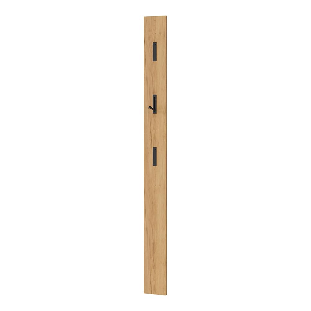 lomadox-flur-garderobenpaneel-2er-set-eiche-klapphaken-schmal image 3