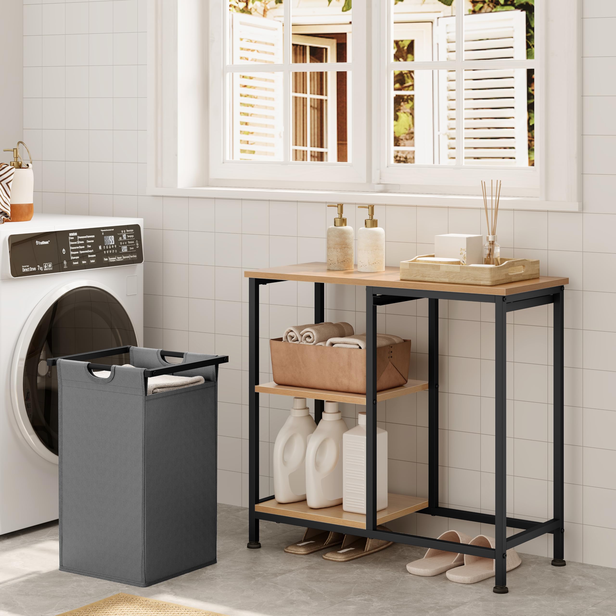 eugad-aufbewahrung-badregal-mit-w-schekorb-31l-schwarz-eiche image 2