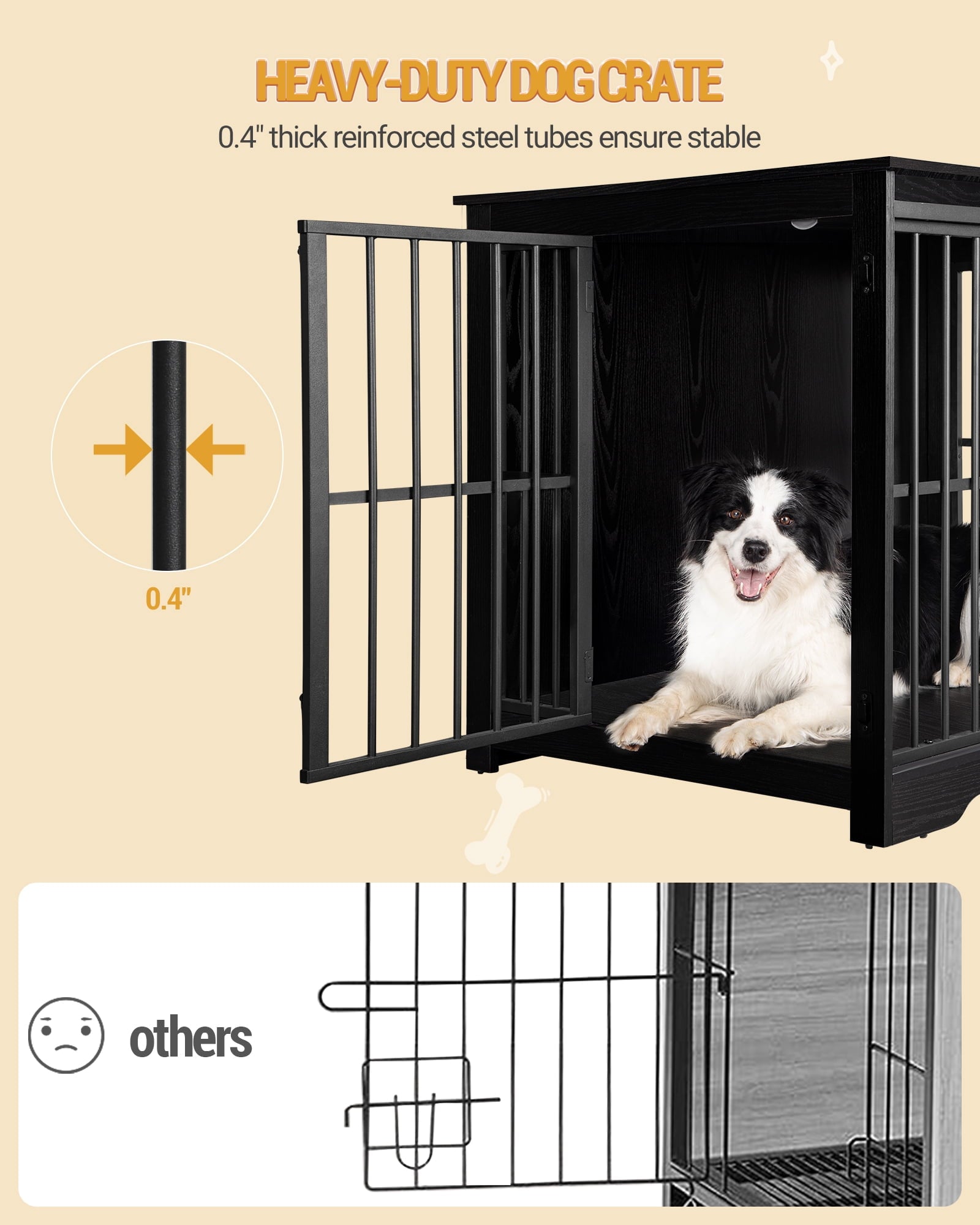 hzuaneri-pet-hundebox-m-bel-44-zoll-schwarz-hundek-fig-holz-tv-board image 5