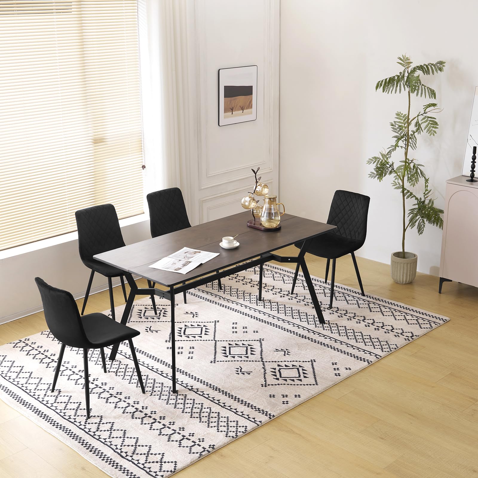 eugad-hocker-esszimmerst-hle-4er-set-samt-schwarz-150-kg image 2