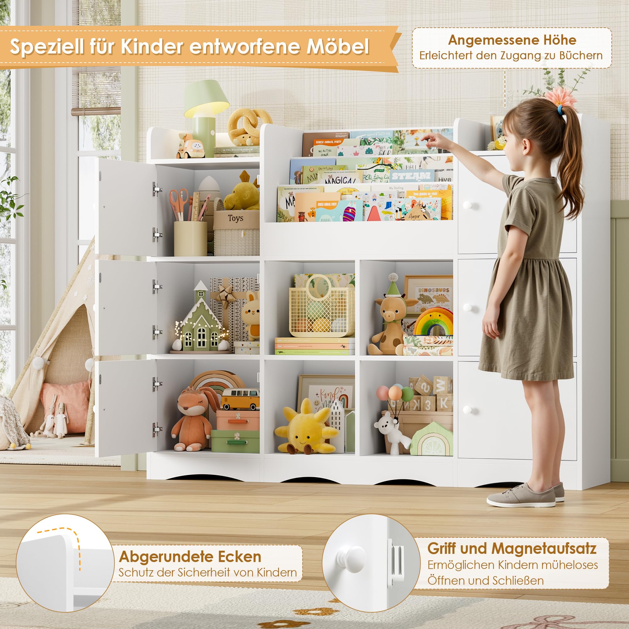 forehill-kinderregal-wei-12-f-cher-mit-6-t-ren-b-cherregal image 5