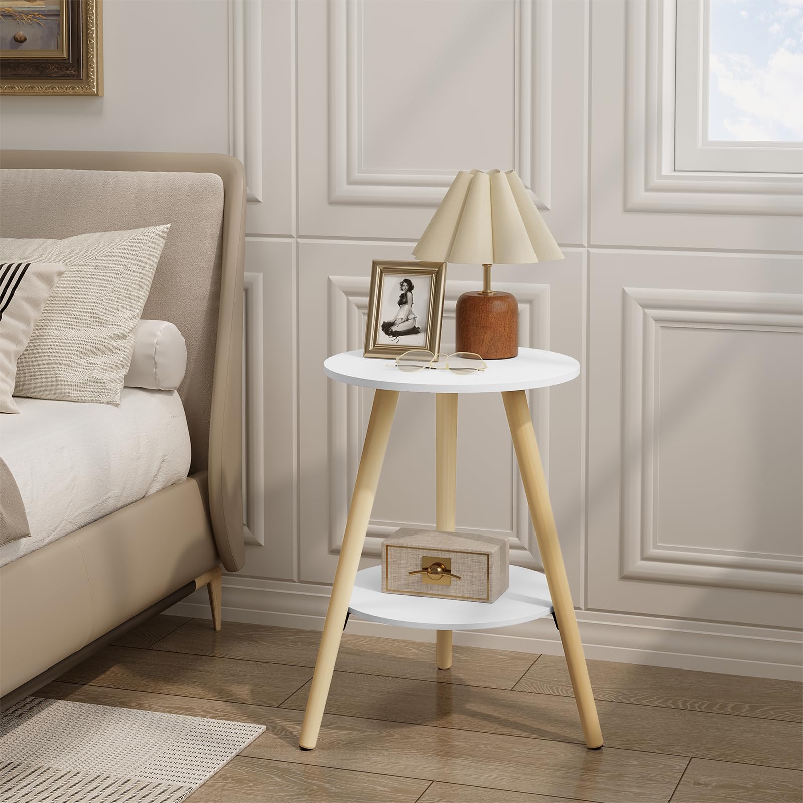 eugad-beistelltisch-rund-wei-2-ablagen-38x55x38-cm image 2