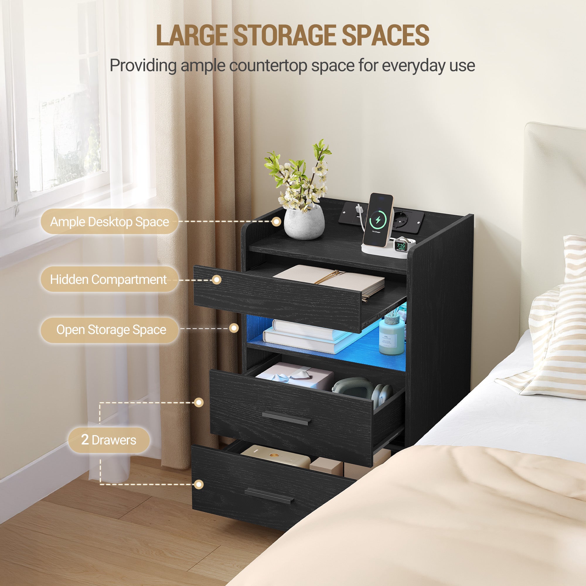 hzuaneri-bedroom-ns33604x-nachttisch-2er-set-schwarz-led-usb image 8