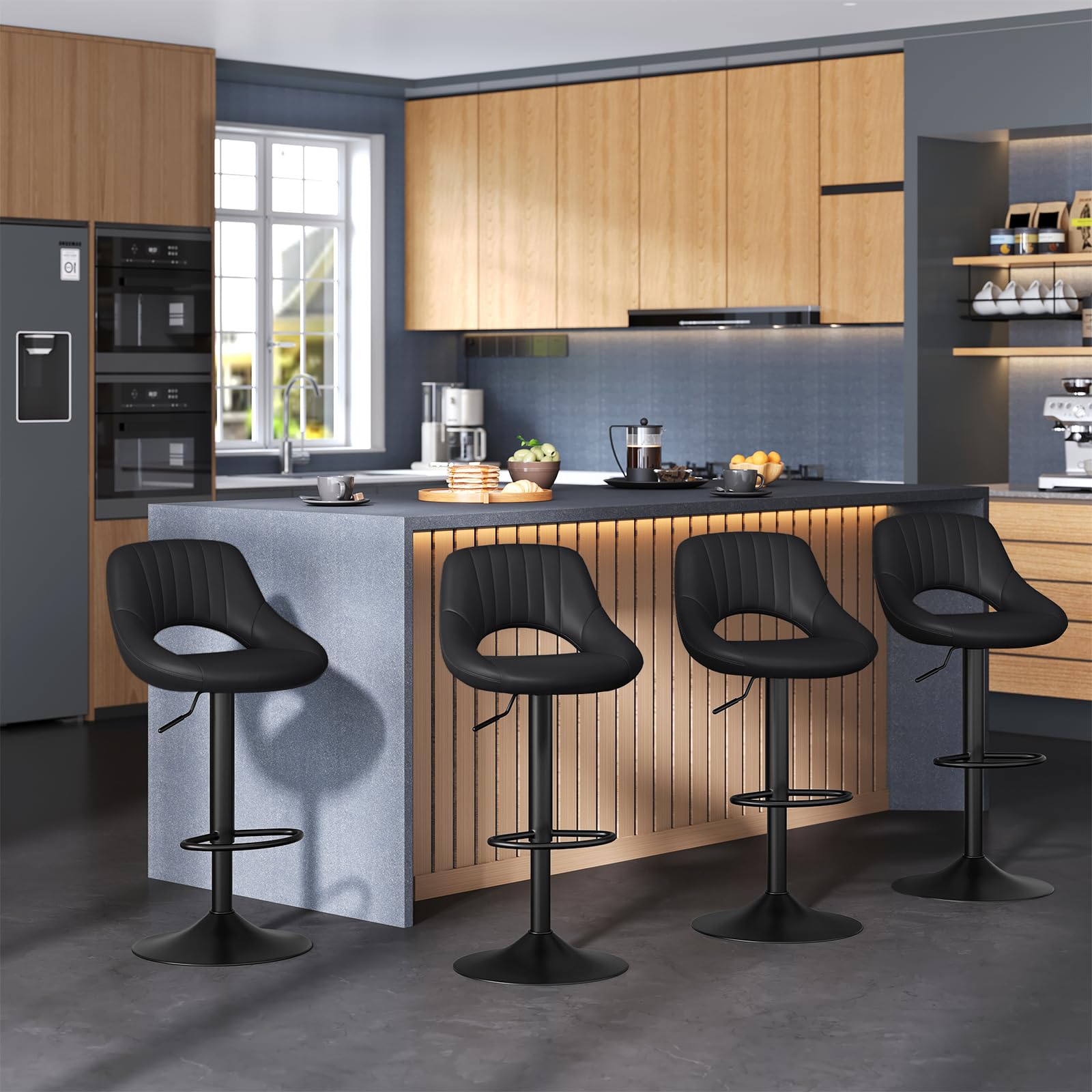 eugad-barhocker-4er-anthrazit-kunstleder-h-henverstellbar image 2