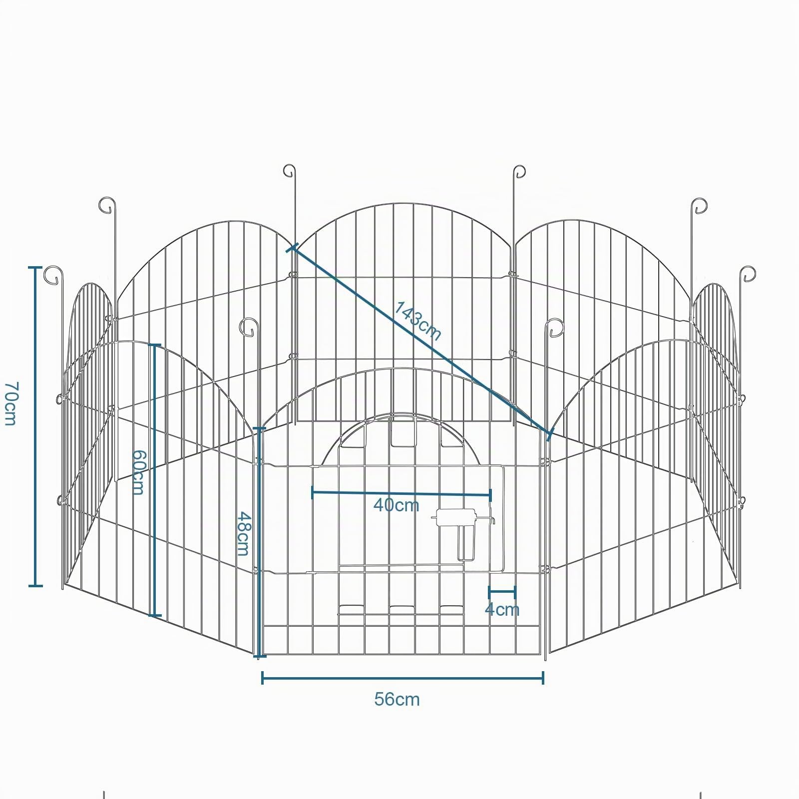 eugad-freilaufgehege-kaninchen-8-elemente-metall-mit-abdeckung image 7