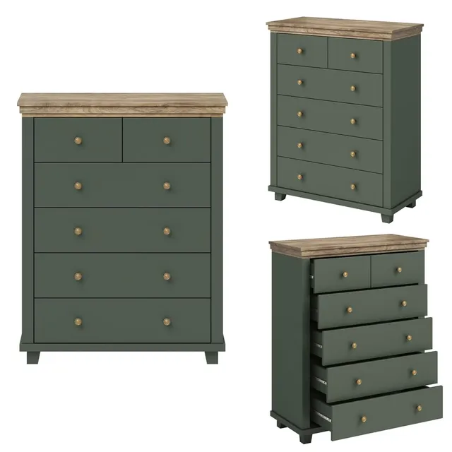 lomadox-schlafen-highboard-6-schubladen-gr-n-eiche-90-cm image 1