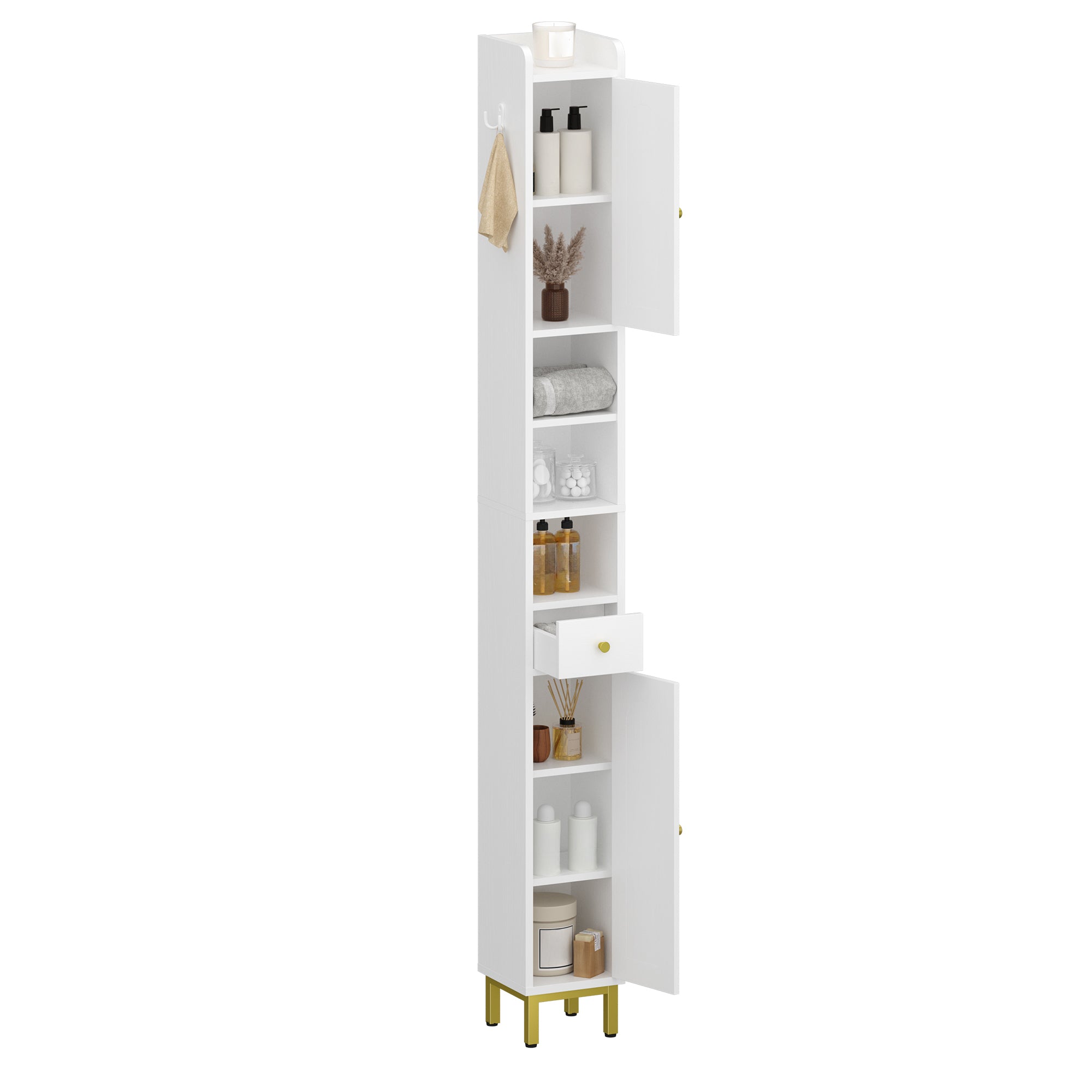 hzuaneri-bathroom-hochschrank-wei-20x20x180-mit-t-ren-schublade image 1