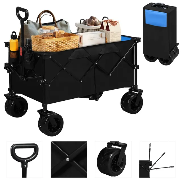 eugad-garten-bollerwagen-faltbar-schwarz-blau-80kg-oxford image 1