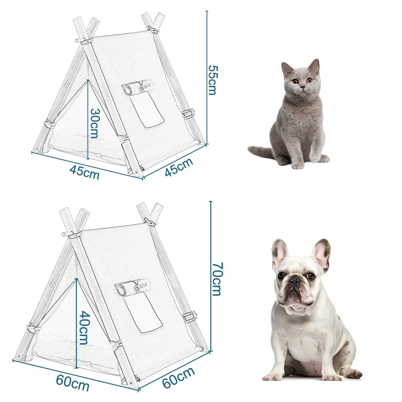eugad-tipi-zelt-haustierzelt-f-r-katze-hund-45x45x55cm-waschbar image 2