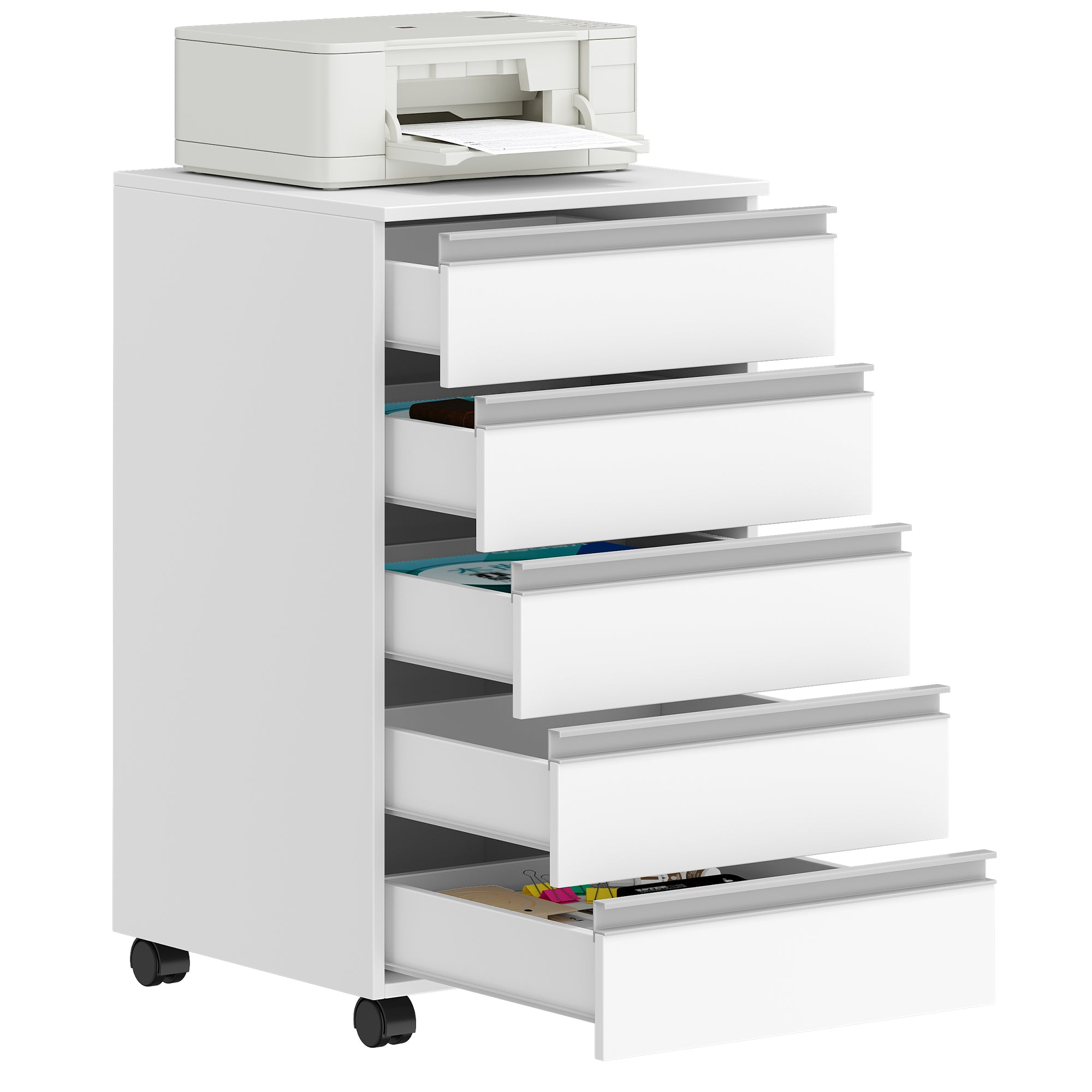 hzuaneri-fc55503x-rollcontainer-wei-5-schubladen-40x40x70 image 2
