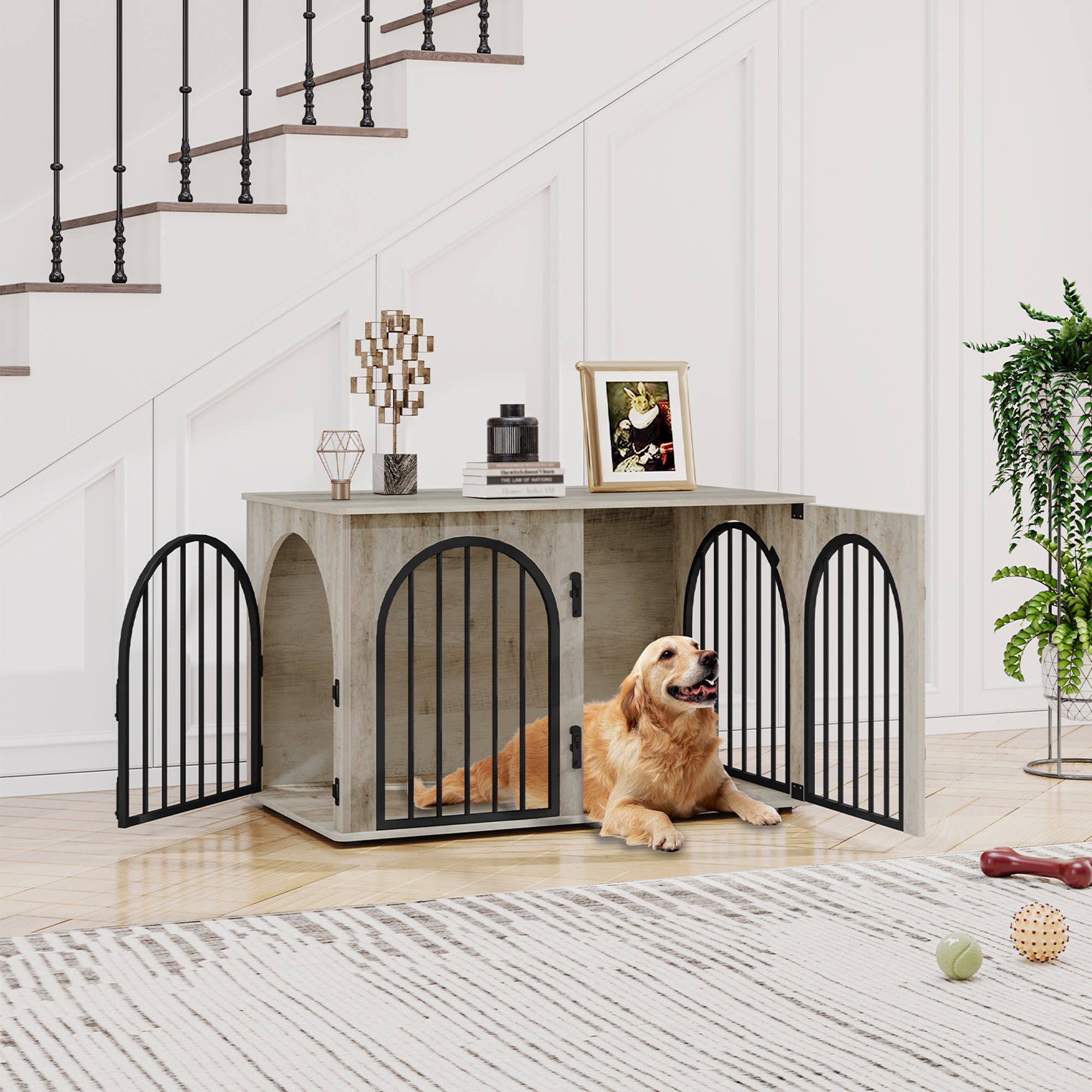 hzuaneri-pet-dfc84105b-hundebox-light-ivory-100cm-mit-3-t-ren image 2