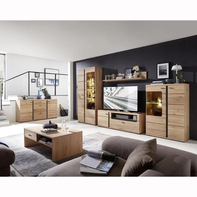 lomadox-wohnzimmer-wohnzimmer-set-esche-schwarz-matt-led-6-teilig image 1