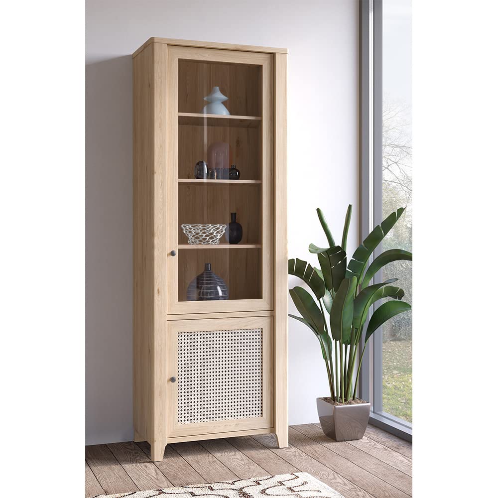 lomadox-esszimmer-vitrine-eiche-wiener-geflecht-73-cm-glas image 1