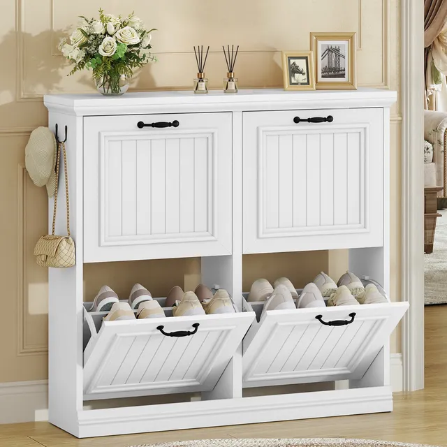 hzuaneri-schuhschrank-wei-schmal-4-klappen-kippt-r-holz image 1