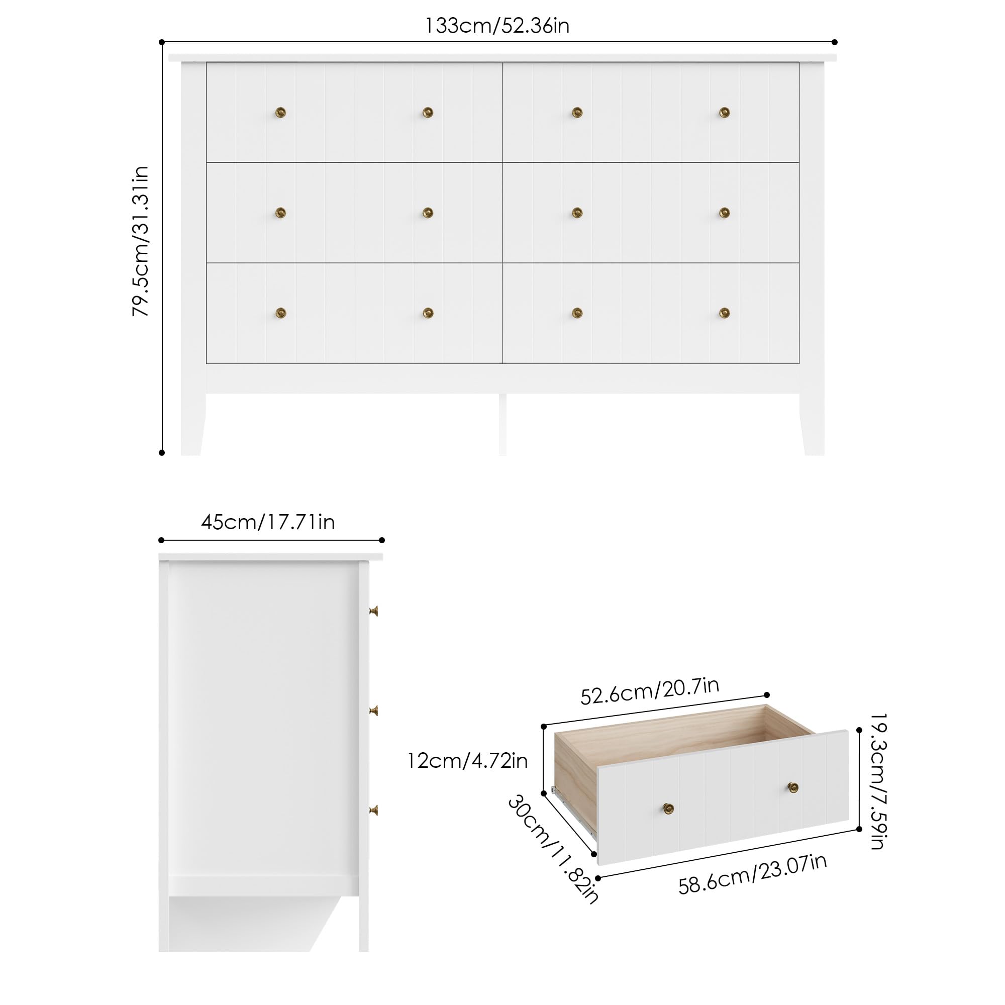 forehill-kommode-wei-6-schubladen-133cm-landhausstil image 3