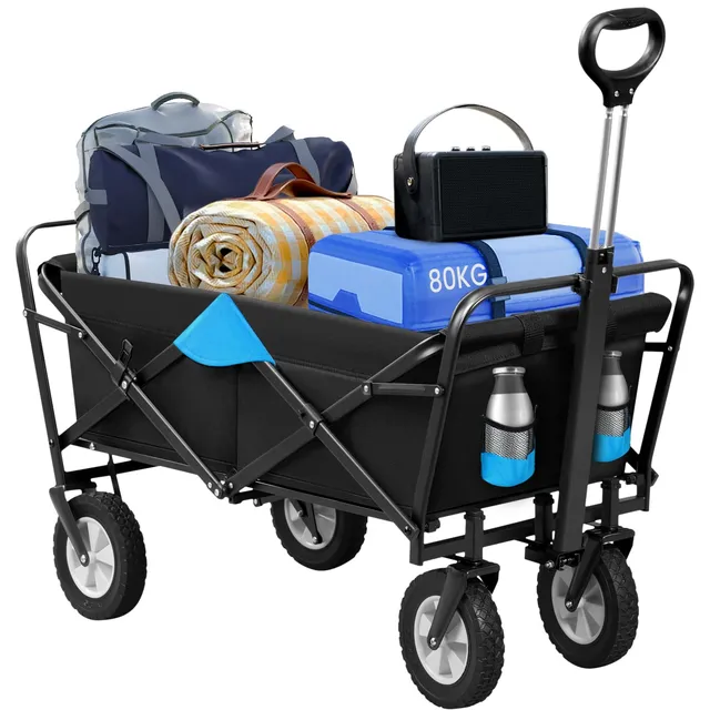 eugad-bollerwagen-faltbar-anthrazit-t-rkis-200-kg-polyester image 1
