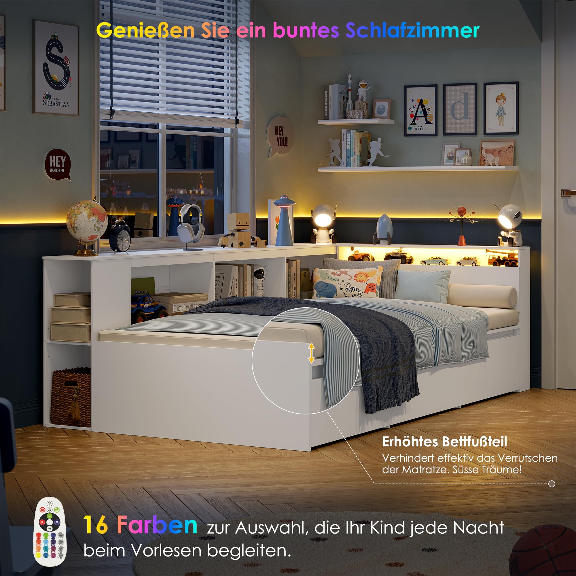 forehill-kinderbett-90x200-stauraumbett-mit-led-und-schubladen image 4