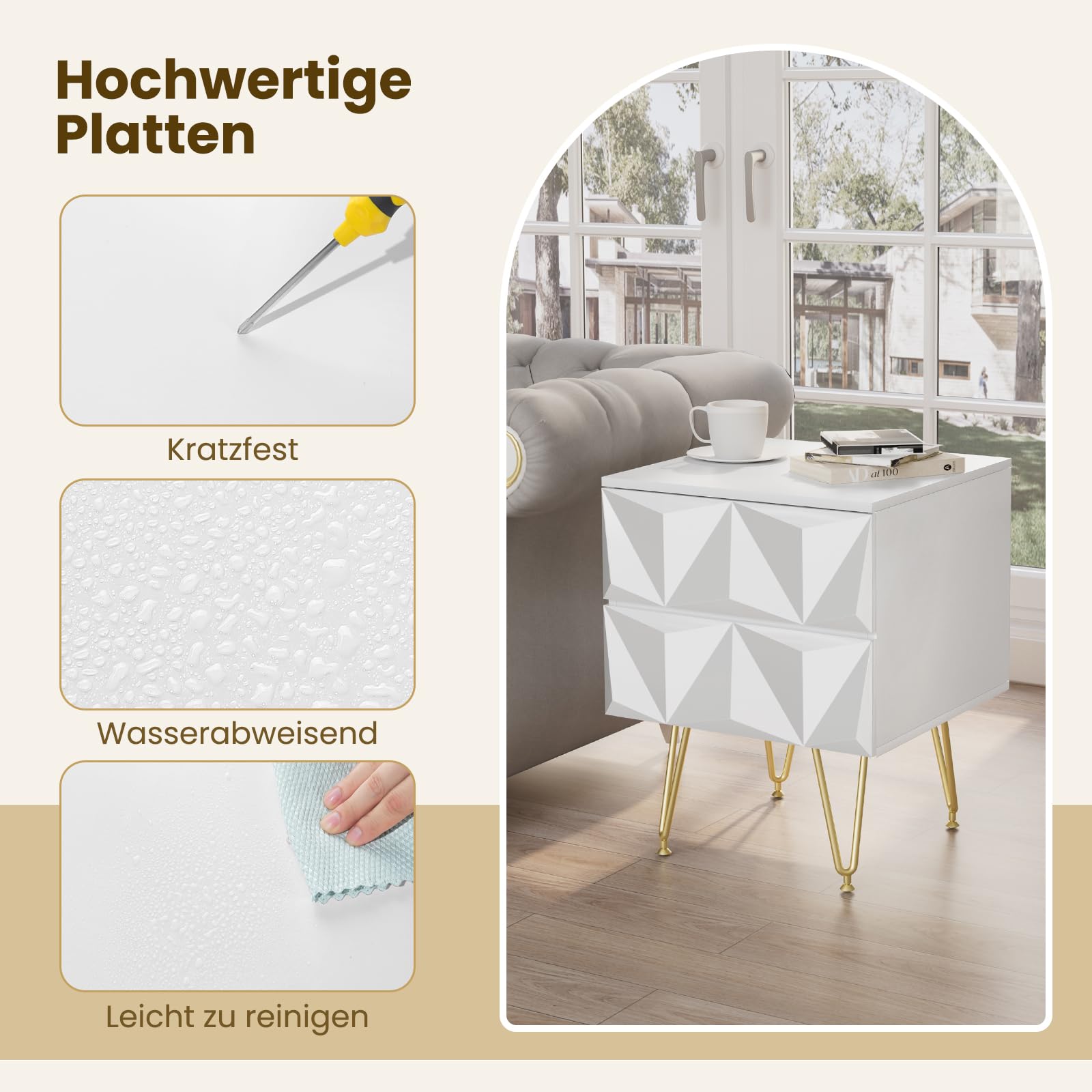 eugad-wohnaccessoires-nachttisch-wei-gold-40x53x40-cm-2-schubl image 4
