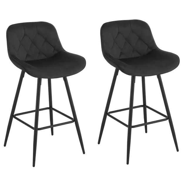 eugad-1068by-2-barhocker-2er-set-schwarz-samt-67cm image 1