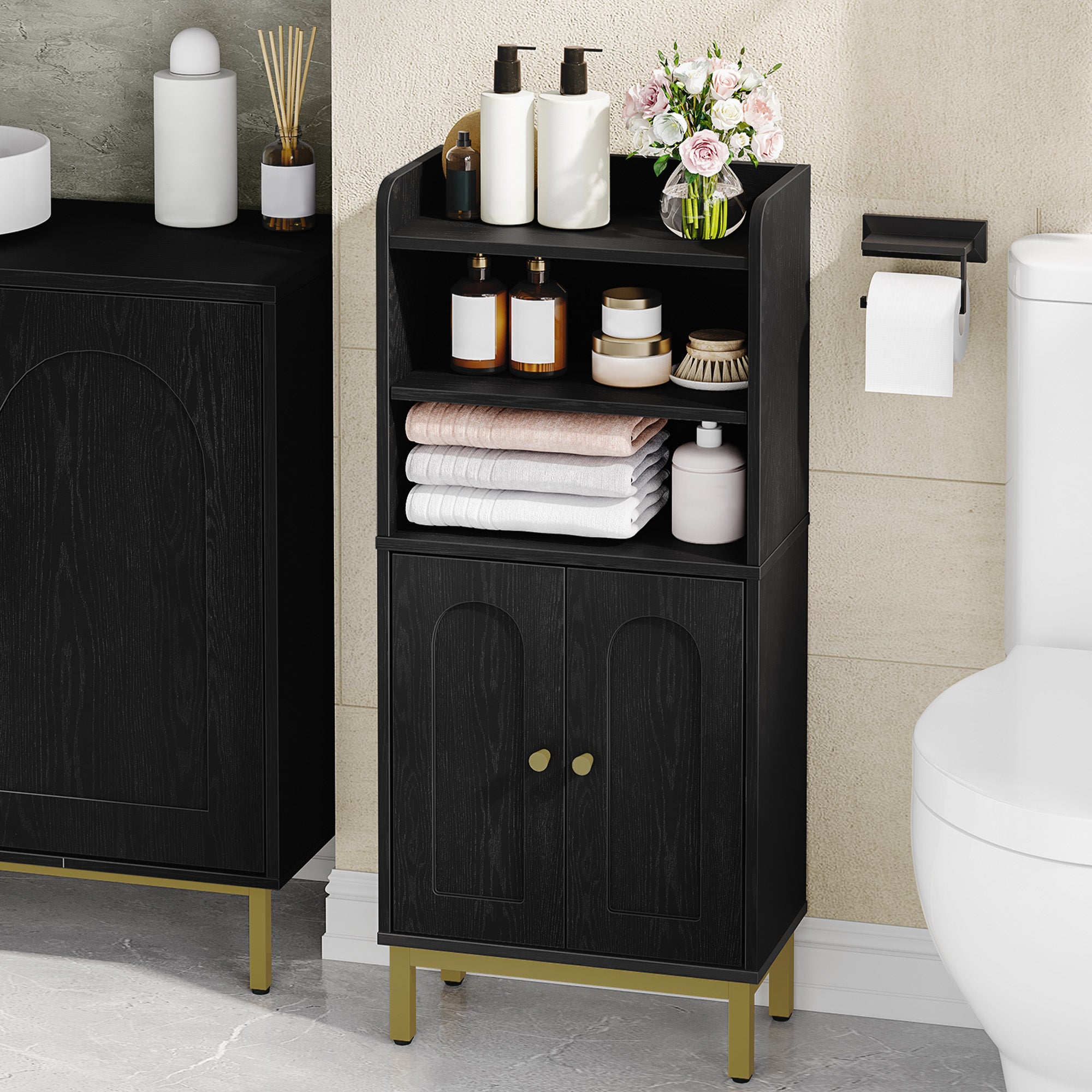 hzuaneri-bathroom-badschrank-bc48204g-schwarz-schmal-83-cm image 2