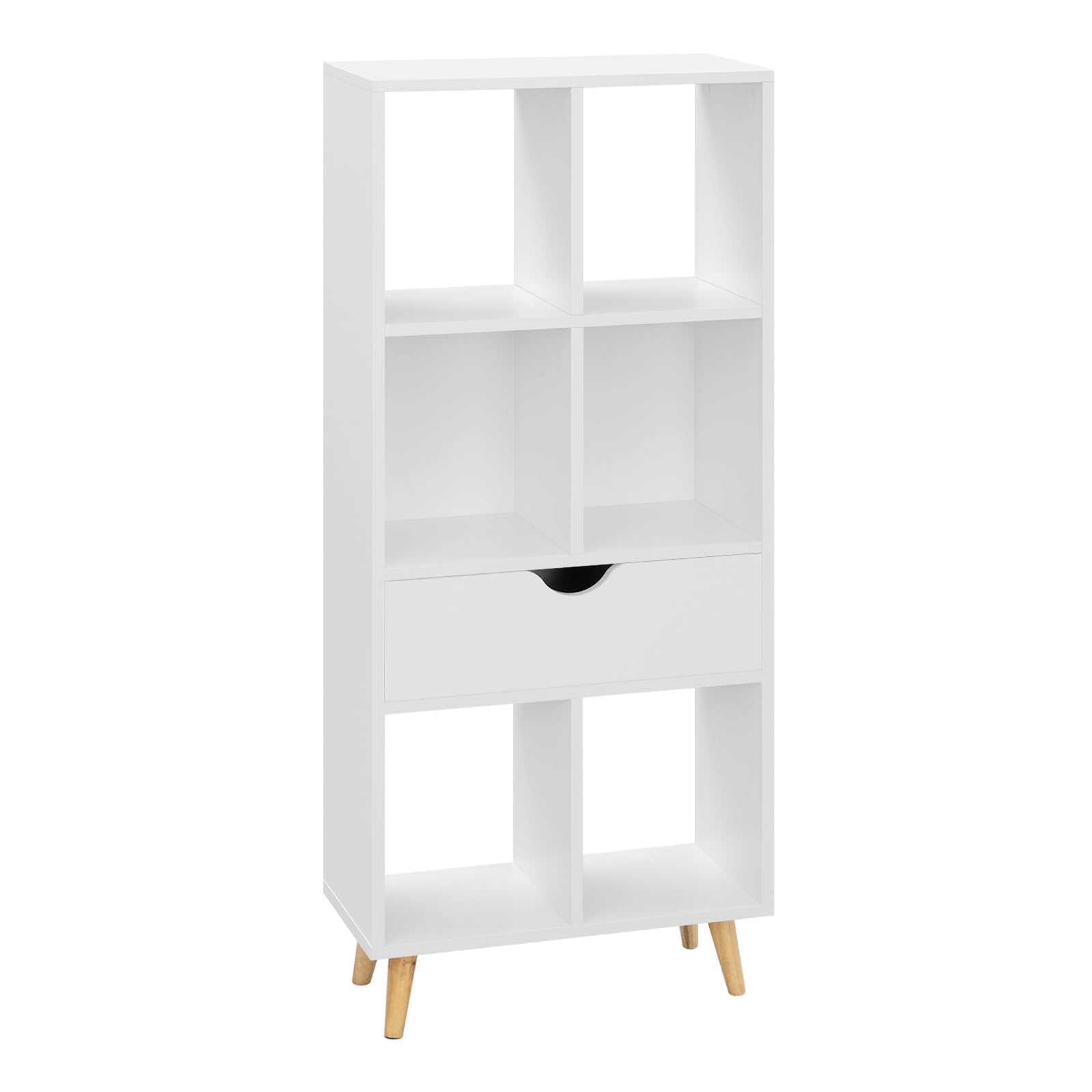 eugad-aufbewahrung-b-cherregal-wei-50x121x24-6-f-cher-mit-schublade image 1
