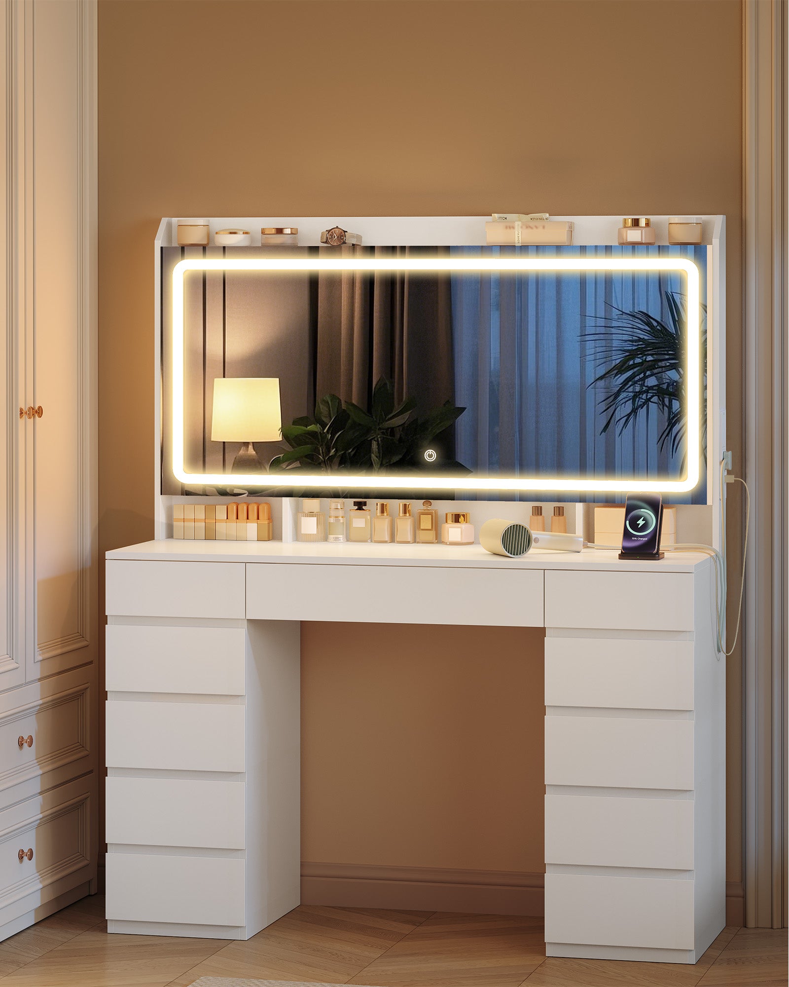 hzuaneri-bedroom-dt43003x-schminktisch-wei-led-11-schubladen image 3