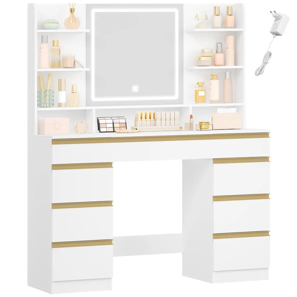 hzuaneri-bedroom-schminktisch-wei-led-9-schubladen image 1