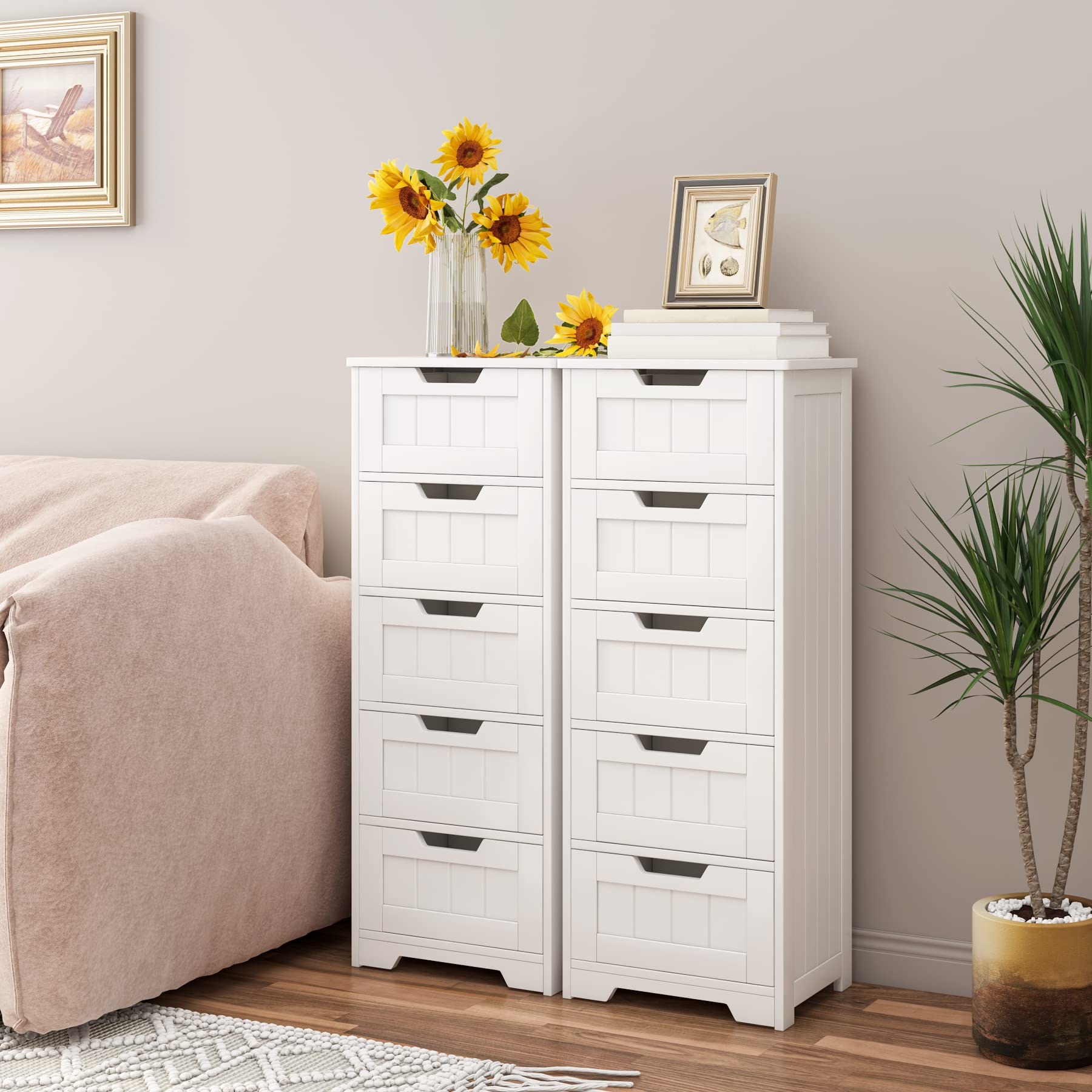 forehill-badschrank-wei-5-schubladen-40x30x102-mdf-schmal image 6