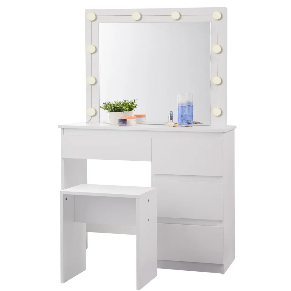 eugad-schminktisch-mit-beleuchtung-hocker-wei-90x40-cm image 1