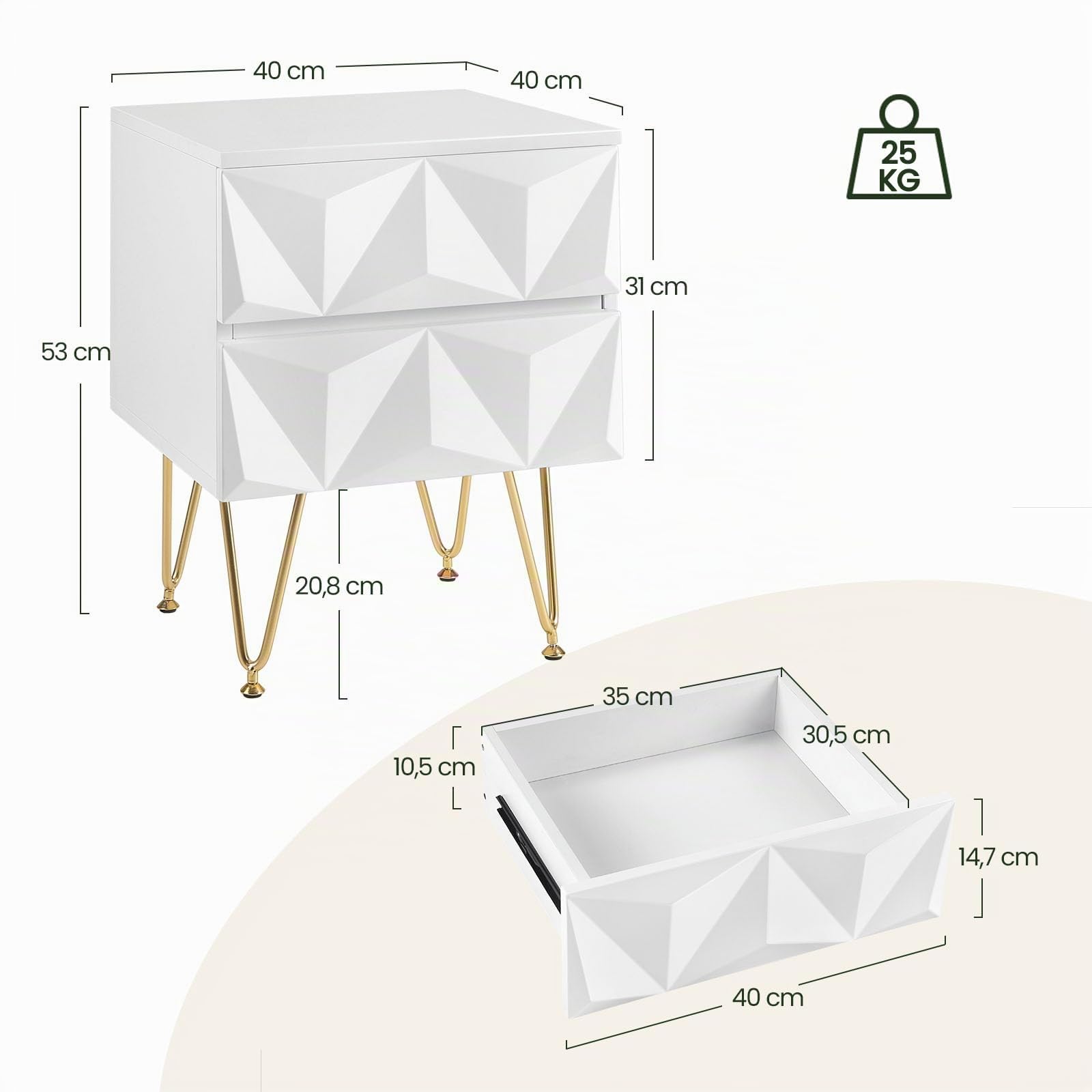 eugad-wohnaccessoires-nachttisch-wei-gold-40x53x40-cm-2-schubl image 3