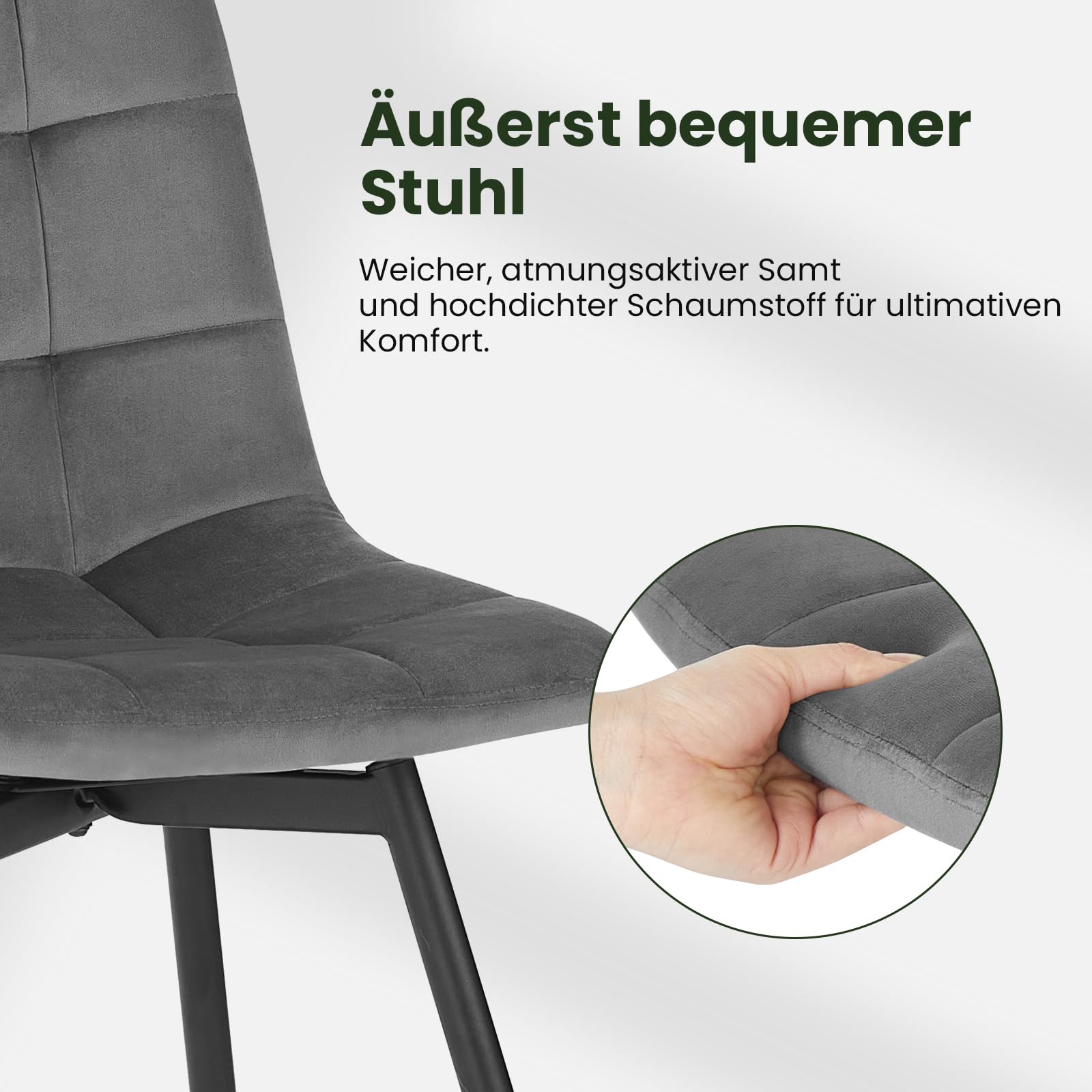 eugad-esszimmerst-hle-4er-set-drehbar-samt-dunkelgrau-150kg image 7