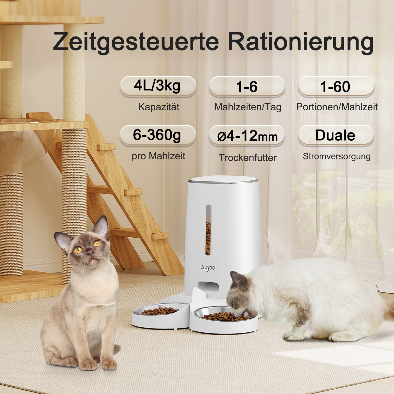 eugad-futterautomat-katze-hund-4l-2-n-pfe-edelstahl image 2