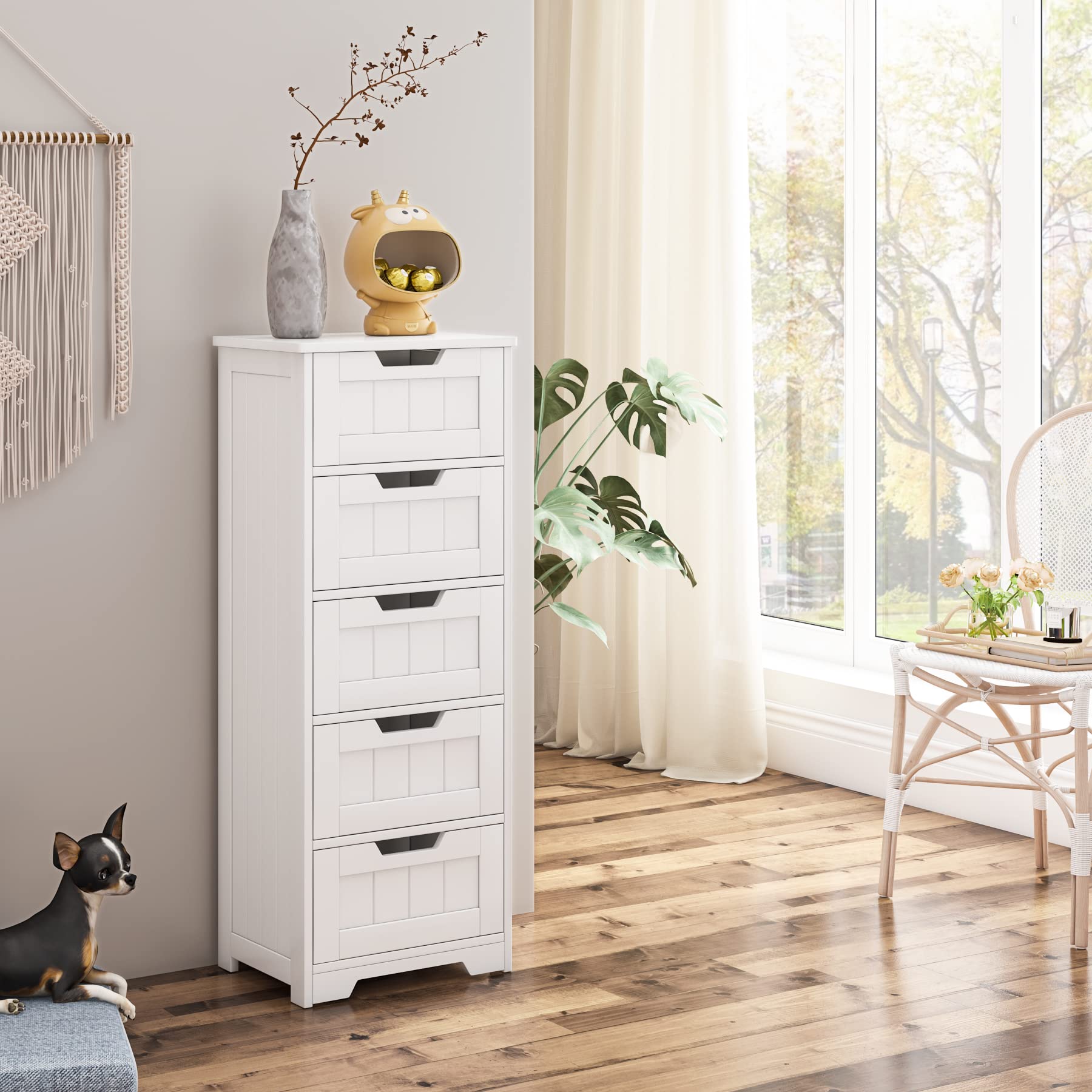 forehill-badschrank-wei-5-schubladen-40x30x102-mdf-schmal image 2