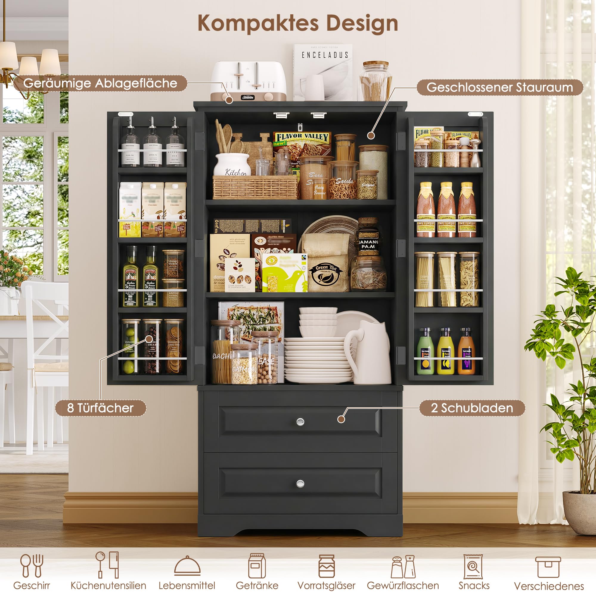 forehill-k-chenschrank-vorratsschrank-schwarz-60x40x120-schubladen image 4