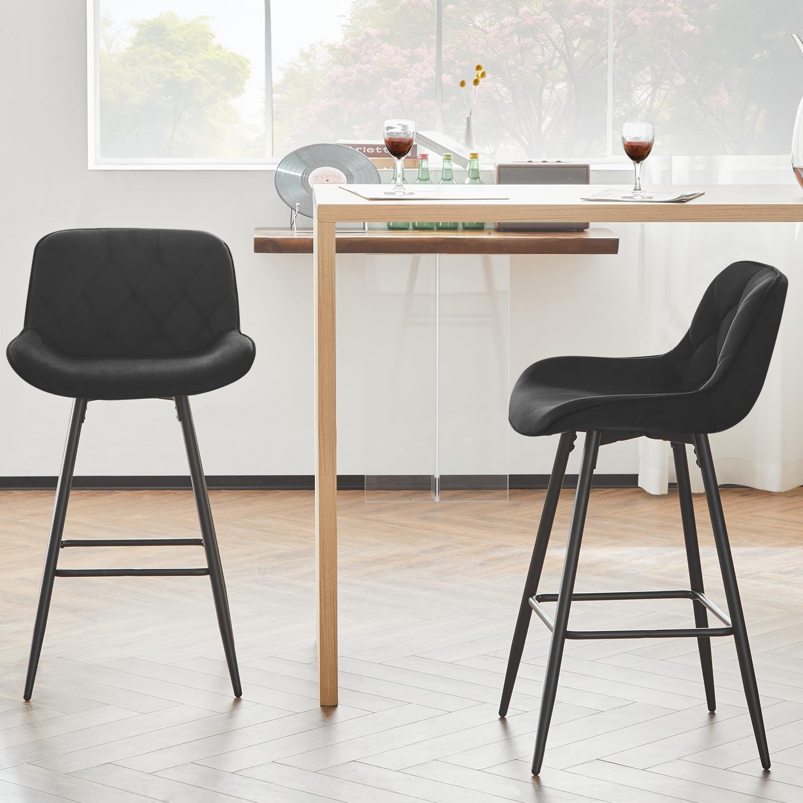 eugad-1068by-2-barhocker-2er-set-schwarz-samt-67cm image 7