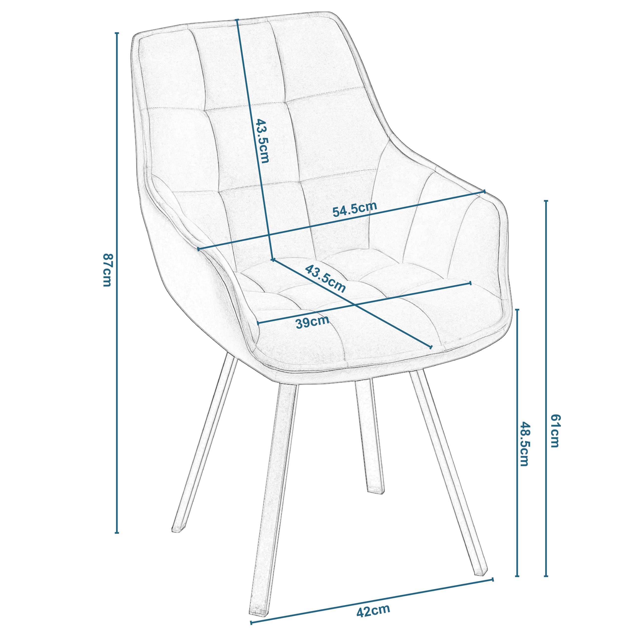 eugad-esszimmerst-hle-6er-set-dunkelgrau-drehbar-samt image 3