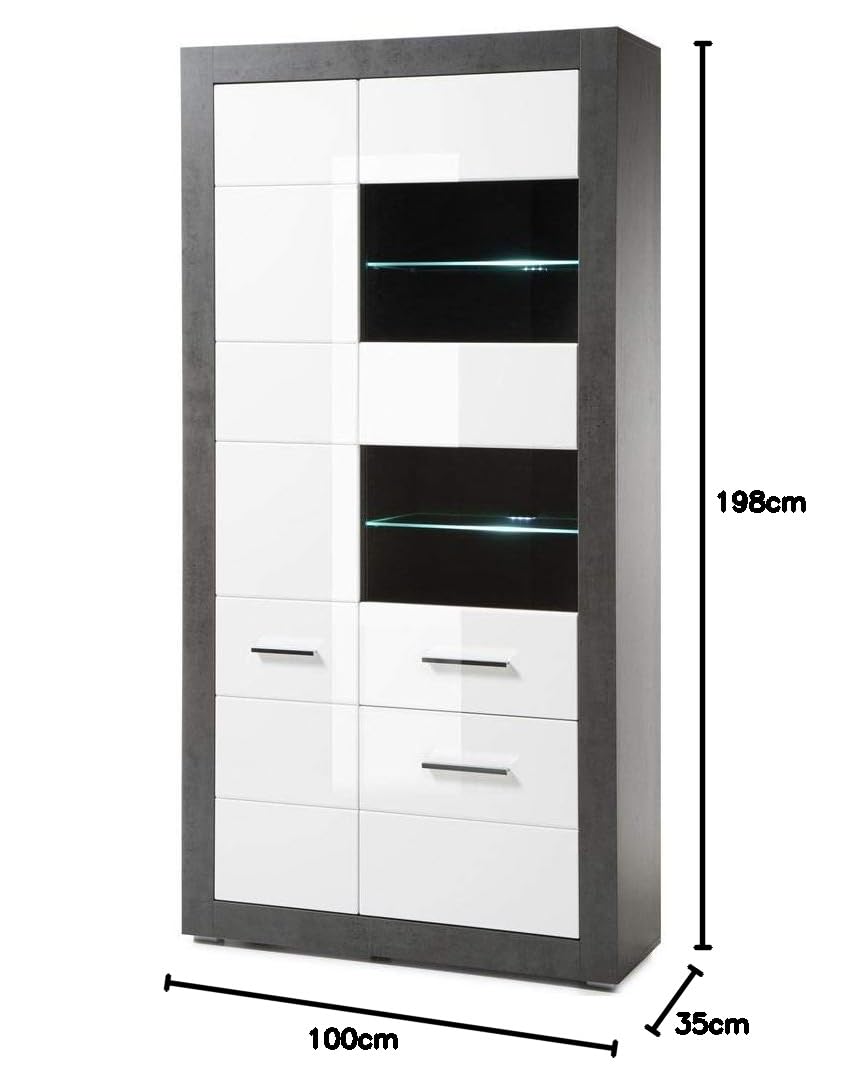 lomadox-eton-61-standvitrine-hochglanz-wei-beton-100-cm image 2