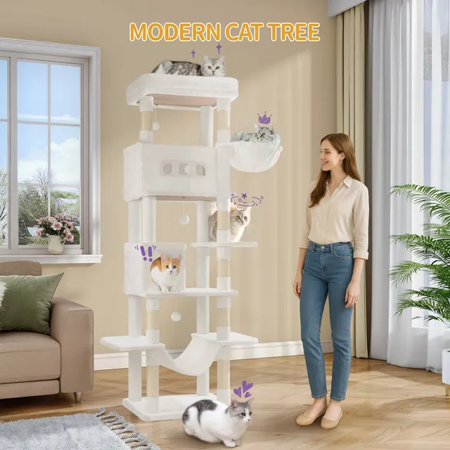 hzuaneri-pet-ms21018wt-kratzbaum-210-cm-cremewei-h-hle-h-ngematte image 1
