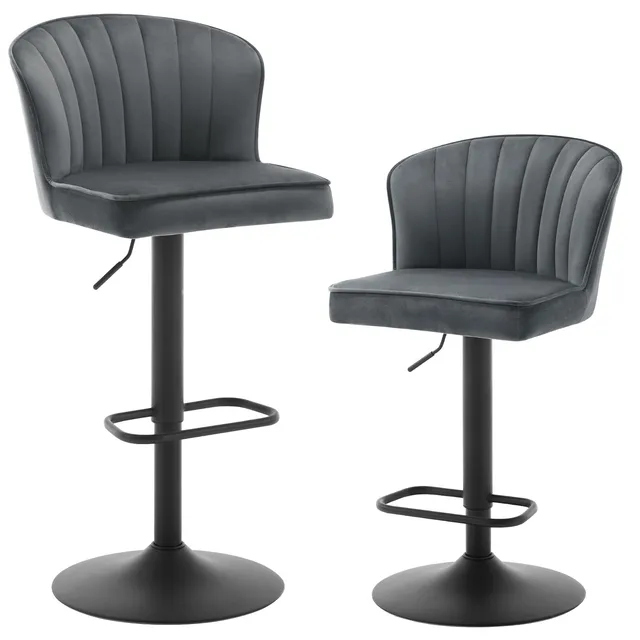 eugad-barhocker-h-henverstellbar-samt-dunkelgrau-2er-set-1056by-2 image 1