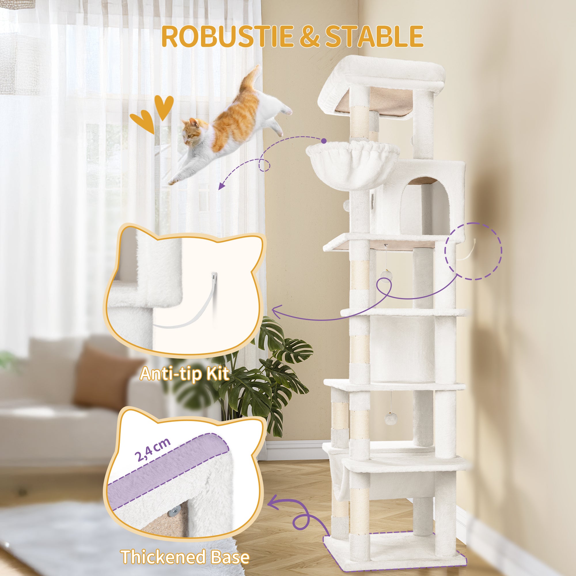 hzuaneri-pet-ms21018wt-kratzbaum-210-cm-cremewei-h-hle-h-ngematte image 7