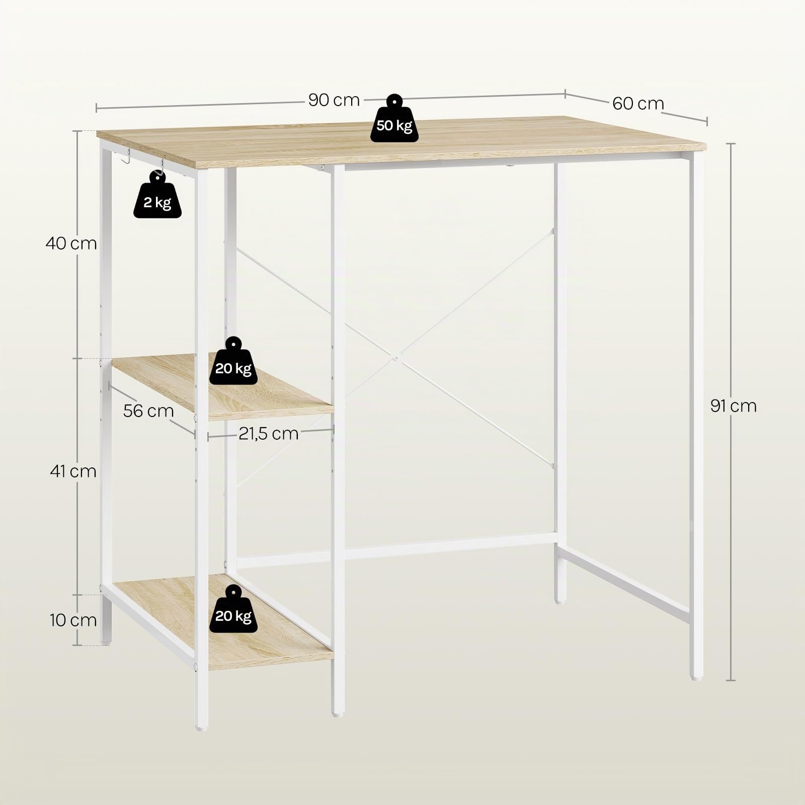 eugad-waschmaschinenregal-90x60x91cm-eiche-wei-mit-haken image 3