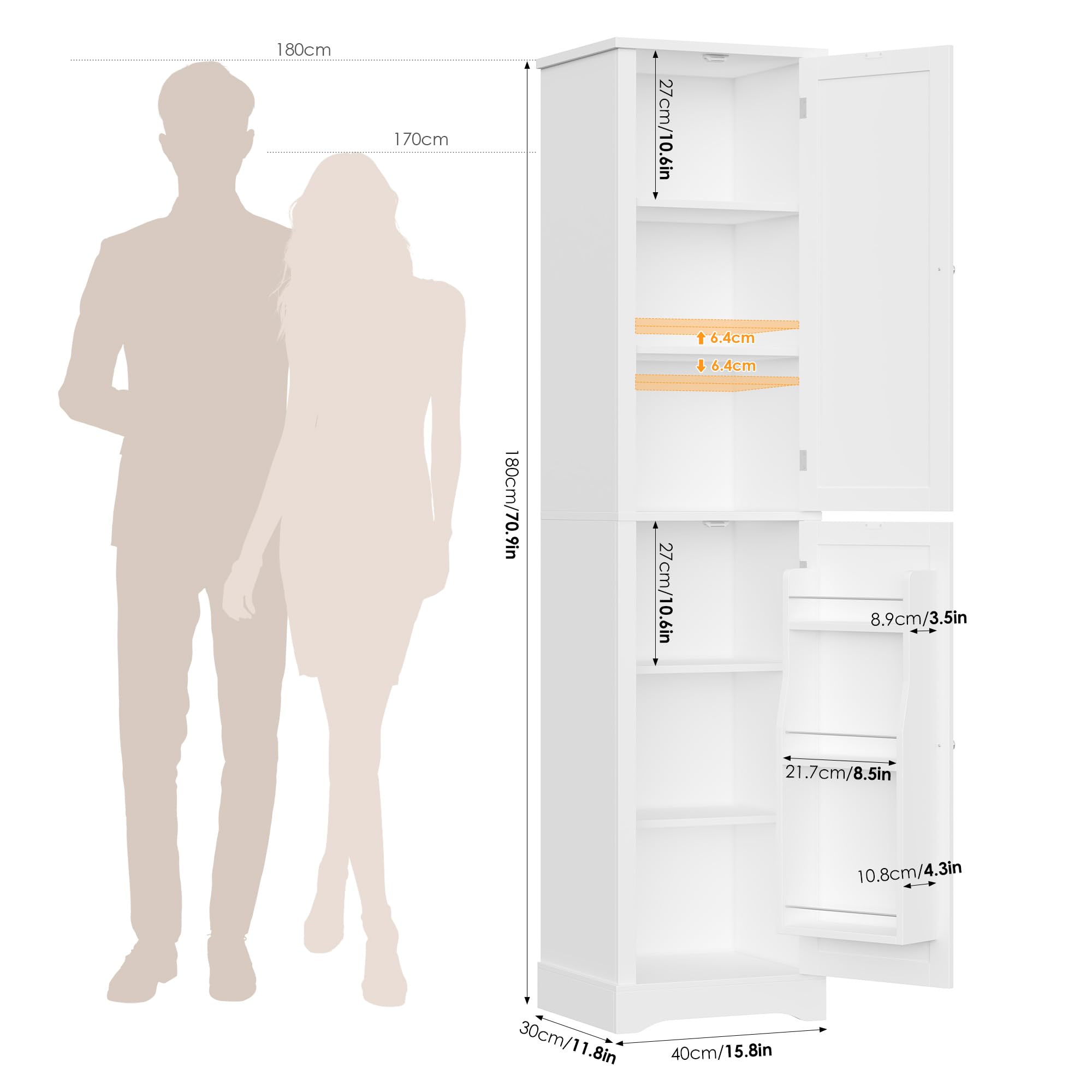 forehill-tall-bathroom-cabinet-badschrank-wei-180-cm-schmal image 3