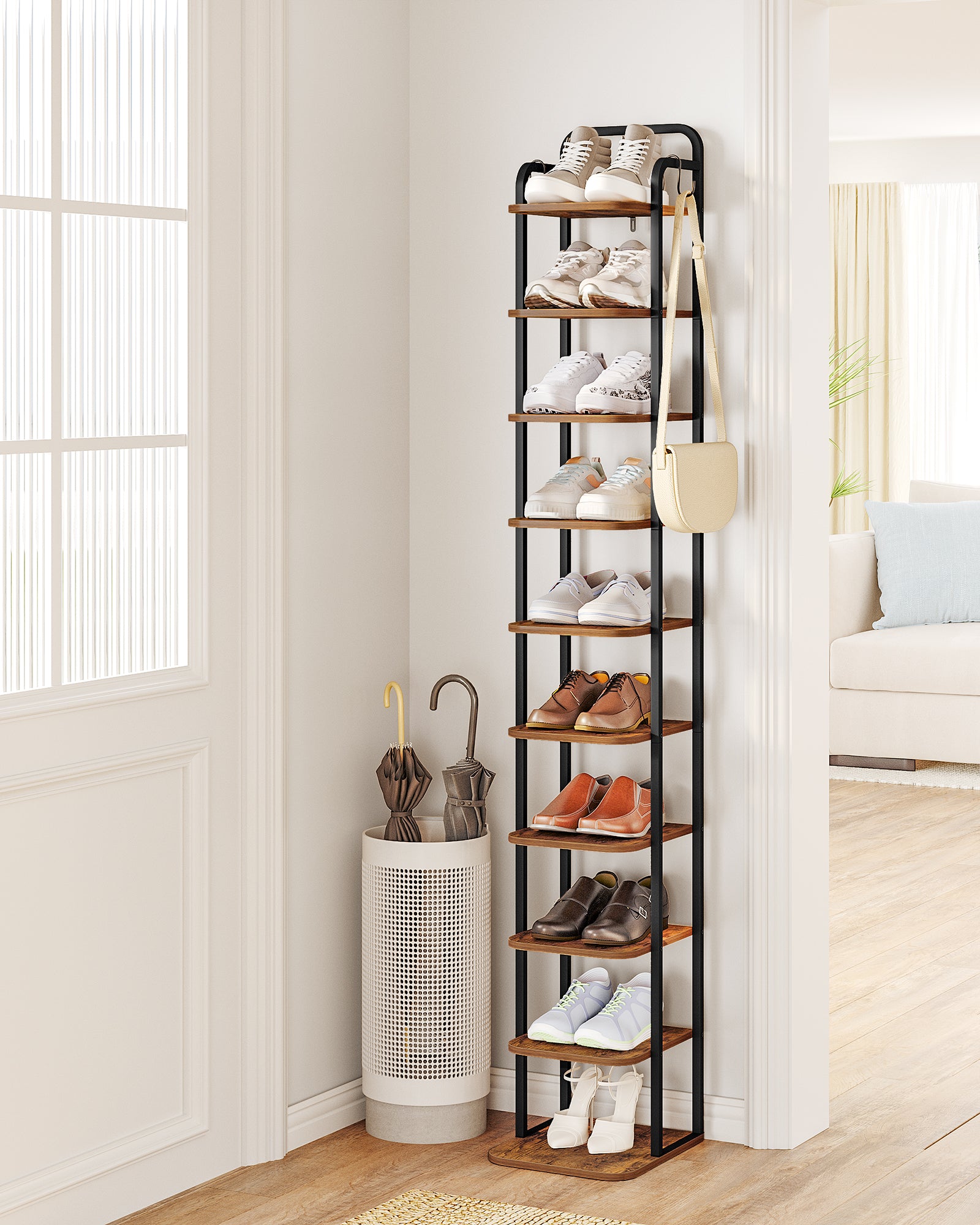 hzuaneri-living-room-schuhregal-10-ebenen-rustic-brown-black-verstellbar image 1