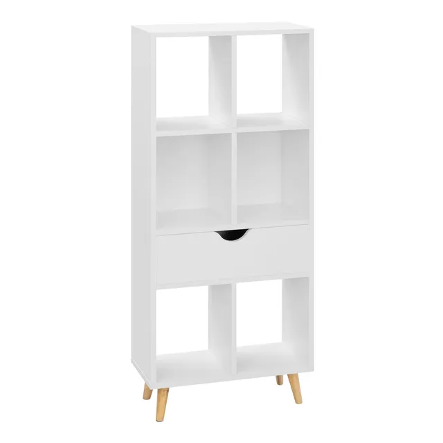 eugad-aufbewahrung-b-cherregal-wei-50x121x24-6-f-cher-mit-schublade image 1