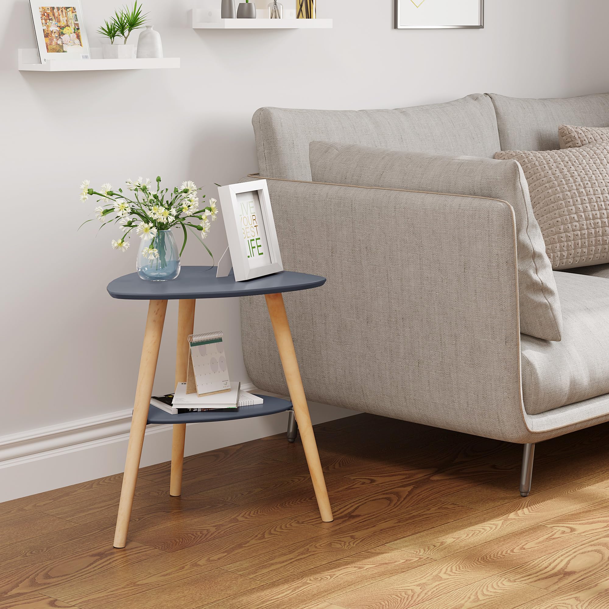 eugad-beistelltisch-couchtisch-grau-50x55x40-mit-2-ablagen image 2