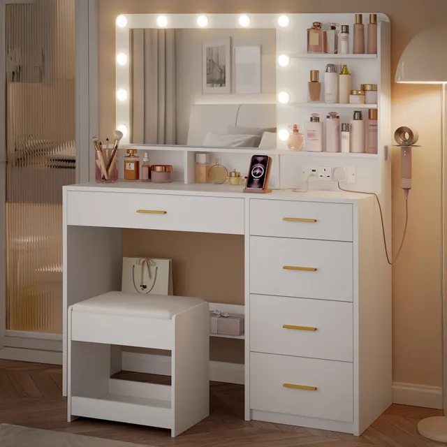 hzuaneri-bedroom-schminktisch-wei-108cm-led-spiegel-hocker image 1